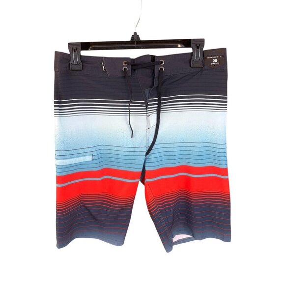 ONeill Hyperfreak Mens Boardshorts Blue Red Striped Size 28 Lightweight Quick-Dr - Picture 2 of 6